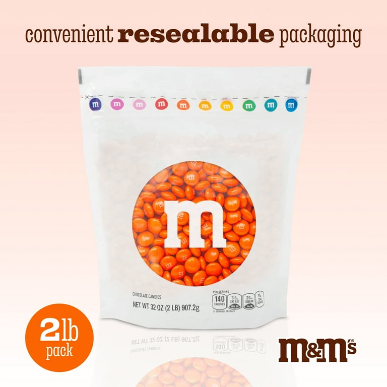 M&M'S World Orange Milk Chocolate Candy 2lb Bag for Celebrations