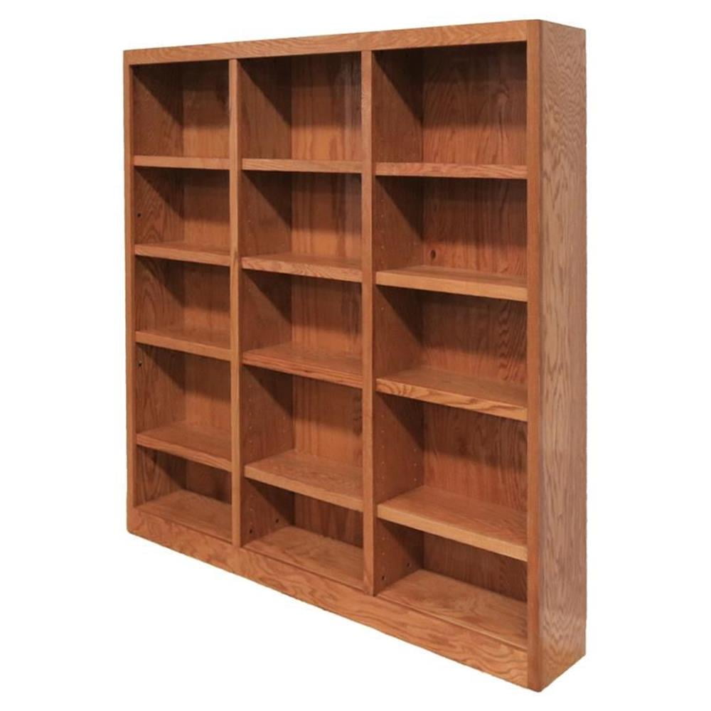 Home Square 72" Tall 15-Shelf Triple Wide Wood Bookcase in Dry Oak - Set of 2