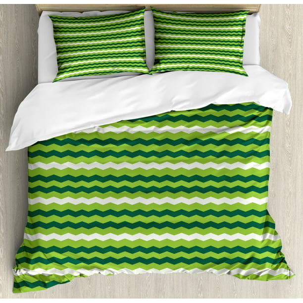 Green Duvet Cover Set King Size Wavy, Lime Green And White Duvet Covers