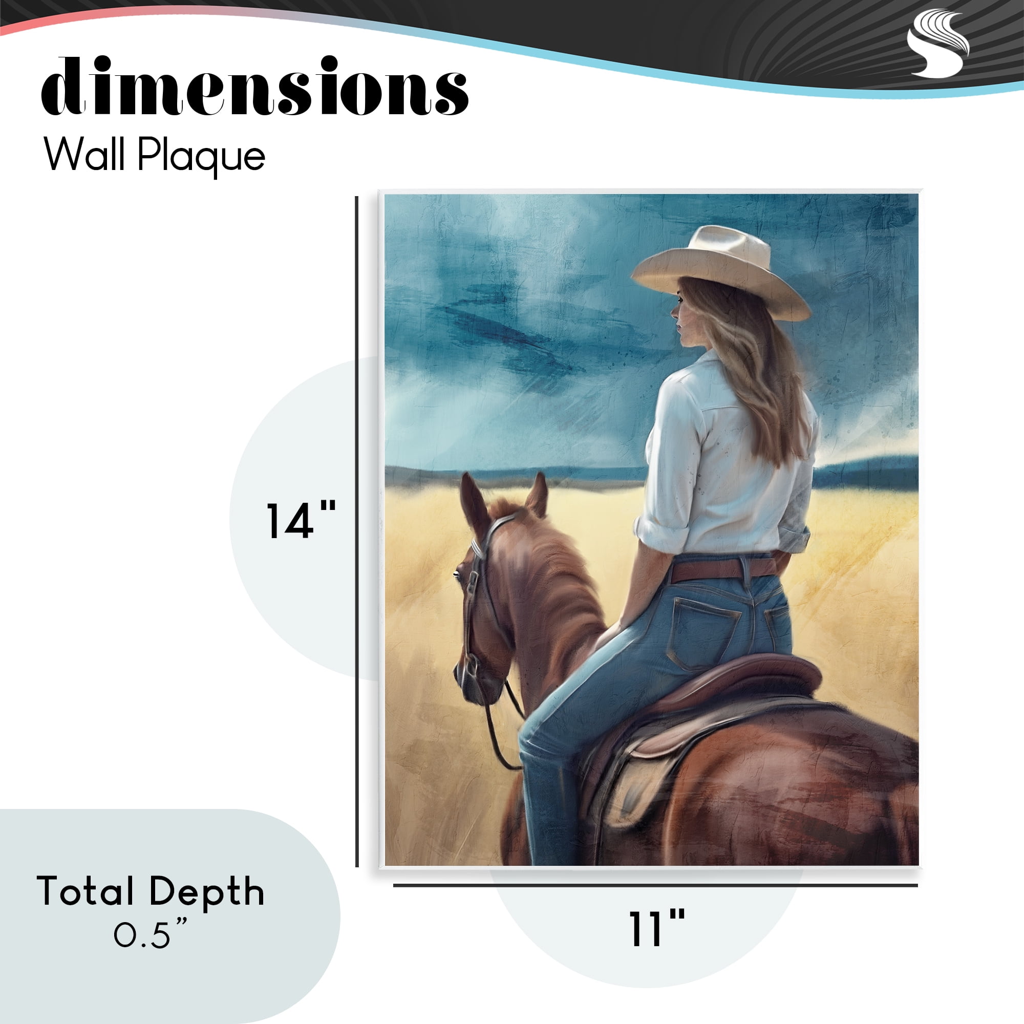 Countryside Cowgirl View Wall Plaque Art, design by Kim Allen