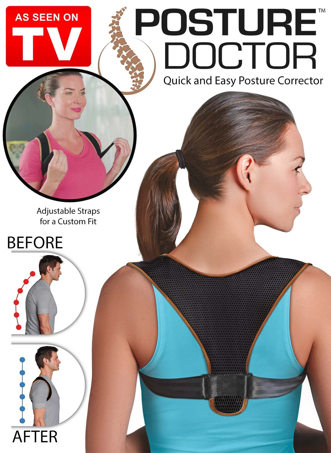 Posture Doctor, Quick & Easy Posture Corrector Relieve Neck And Shoulder Strain, Align Your Back And Spine, As Seen On Tv