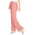 thumbnail image 4 of Ambiance Apparel Women's Juniors Wide Leg Spring Linen Pants (S, Rose, 4 of 4