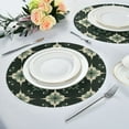 thumbnail image 2 of WOBOGO Dark Green Geometric Shapes Round Placemats Set of 4 Heat Resistant Washable Kitchen Table Decorations 15.4in, 2 of 7