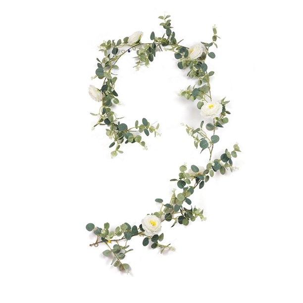 Guirnalda de vid de flores falsas, camelia artificial para boda (6.4 pies, blanco) Ehuebsd Libre de BPA