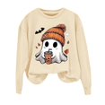 thumbnail image 4 of Cozy Halloween Hoodie for Womem Oversized Fall Outfits, Spooky Ghost & Pumpkin Print Pullover, Cute Casual Sweatshirt, 4 of 4