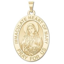 PicturesOnGold.com Immaculate Heart of Mary Oval Religious Medal Color - 1/2 X 2/3 Inch Size of Dime, Sterling Silver