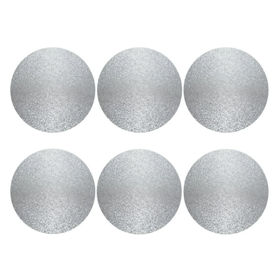 Set of 6 Diamond Silver Pattern Drink Coasters for Coffee Table Leather Coaster for Decor Housewarming Round Shape
