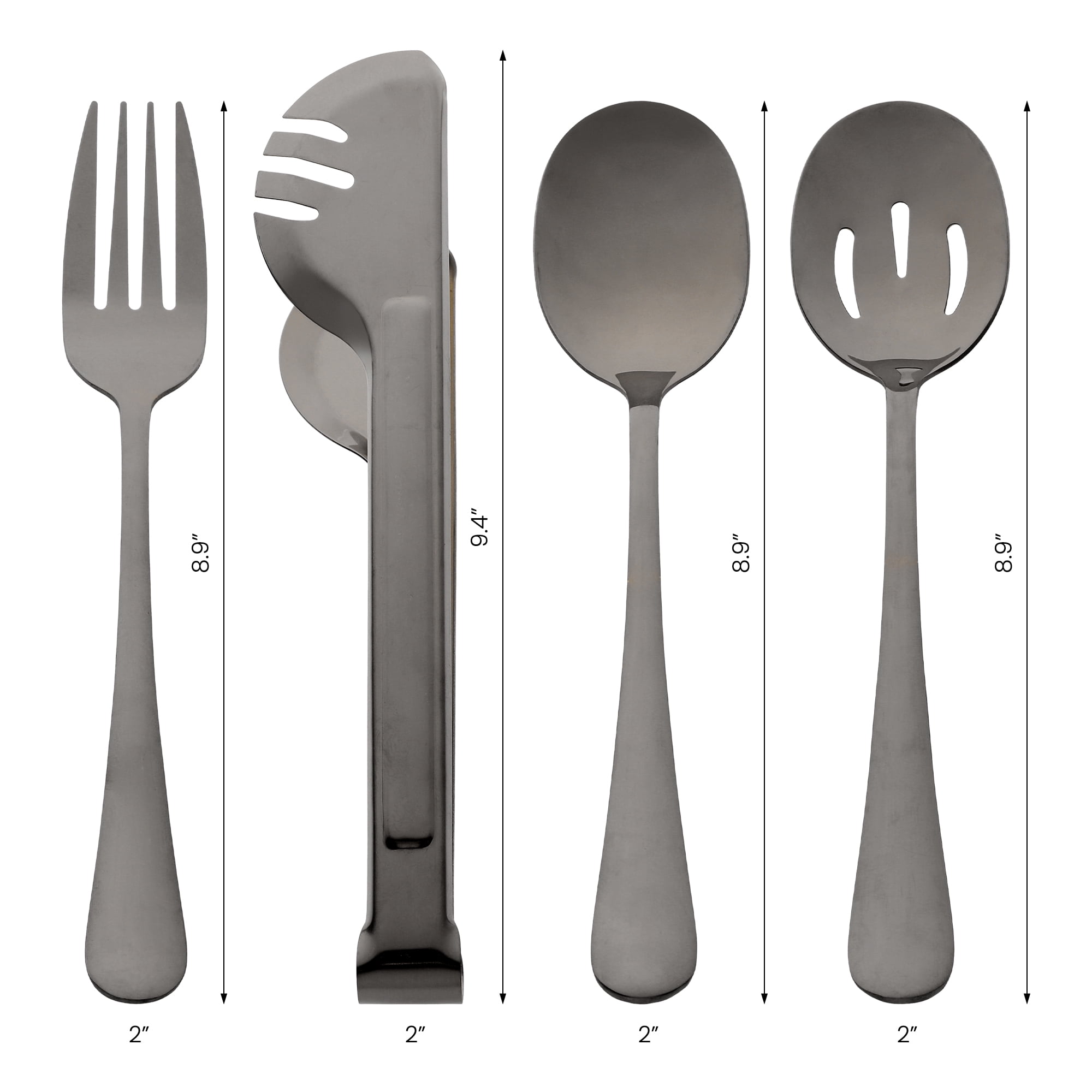 Unique Bargains Stainless Steel Flatware Set with Spoons and Forks Black 8 Pcs
