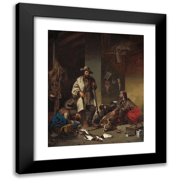 John Mix Stanley 12x14 Black Modern Framed Museum Art Print Titled - The Trapper's Cabin (1858)
