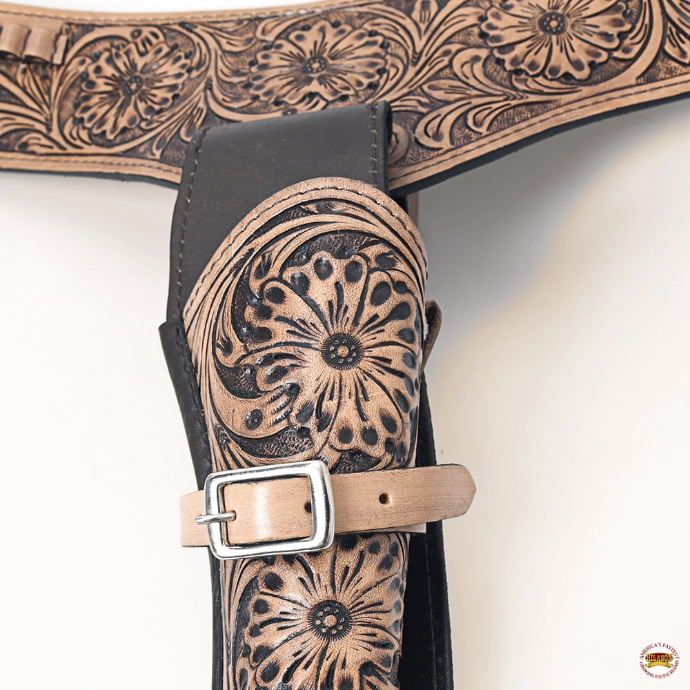 44 In Hilason Western Right Hand Gun Holster Rig 22 Cal Leather Cowboy
