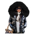 thumbnail image 2 of Joernso Women Autumn Winter Faux Fur Hood Zipper Warm Down Coat Outdoor Parka Outerwear, 2 of 5