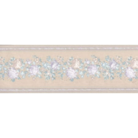 Purple & Blue Flower Wallpaper Border - Concord Wallcoverings