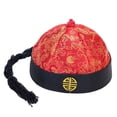 thumbnail image 4 of Sombrero Oriental chino con , sombrero decorativo asiático mandarín, sombrero de emperador Qing, accesorios para actuación en escenario para Rojo Negro 56cm, 4 of 8