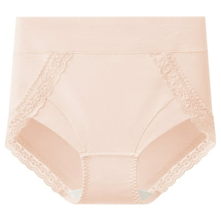 Wdfiry Womens Cotton Briefs Underwear Sexy Solid Color Lace High Waist Tummy Control Briefs Stretchy Hip Lift Full Coverage Panty