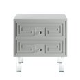 thumbnail image 2 of Lamont Light Grey Side Table - Greek Key Lacquer-Finish, Lucite Leg,, 2 of 9