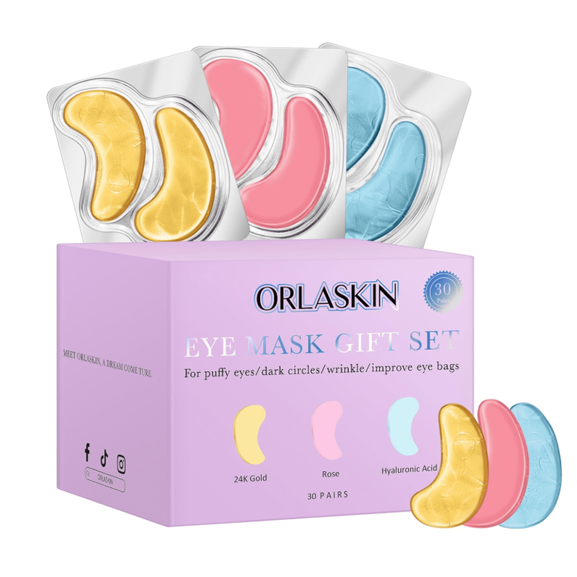 Under Eye Patches for Puffy Eyes and Dark Circles, Eye Gel Pads with Collagen & Hyaluronic Acid & Rose for Soothe Puffiness,Eye Bags and Wrinkles 30 Pairs