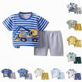 thumbnail image 4 of TOWED22 Toddler Baby Boy Clothes Summer Short Sleeve Truck Print T-Shirt Tops and Casual Shorts Set Cute Infant Newborn Clothes(Light Yellow,4-5 Y), 4 of 5