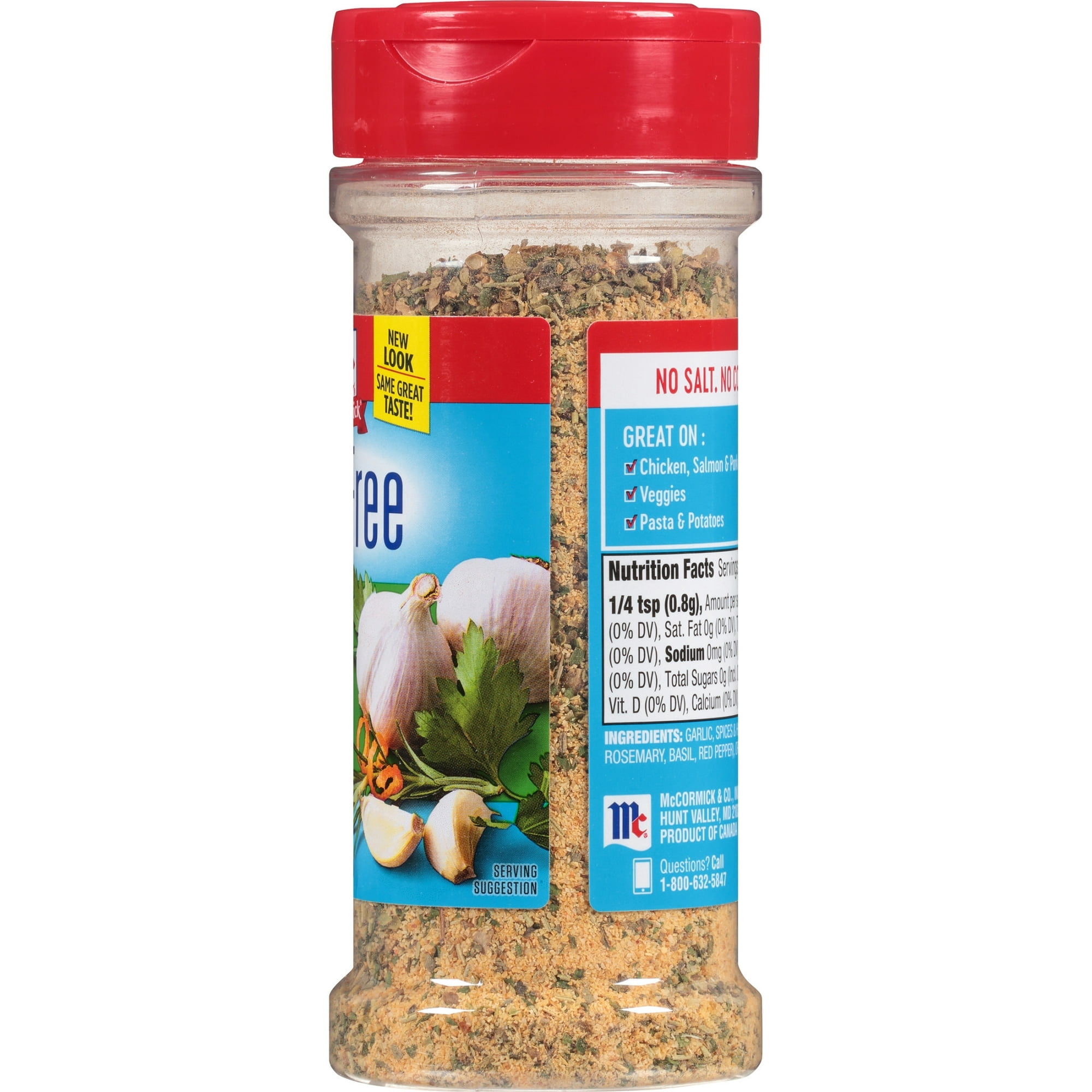 McCormick Seasoning, Salt Free Garlic and Herb, 4.37 oz Bottle