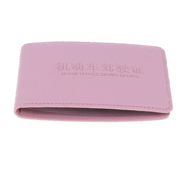 Cartera de Cuero Delgada para Hombre Baoblaze Estuche de tarjeta de crédito comercial Rosado