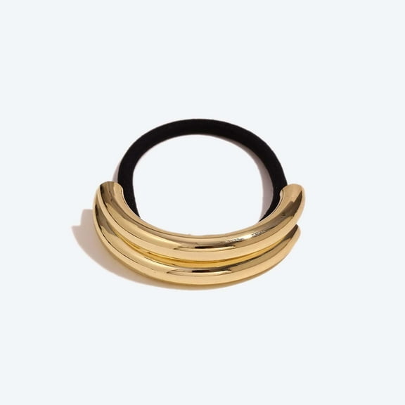 KeirineCC Metal Hair Ties, Metal Geometric Elastic Hair Ties, Hair Cuff Wrap Hair Ties for Thick Hair Elastic Hair Ties for Women Hair Accessories - Gold