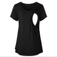 thumbnail image 6 of WAGUTH Women's Nursing Tops for Breastfeeding Double Layer Maternity Shirts Short Sleeve Crew Neck Pregnancy Outfits,Black,XL, 6 of 6