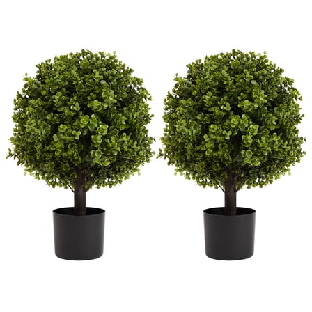 2-Pack 22" Artificial Boxwood Ball Topiary Shrubs in Pot, for Home & Garden Decor