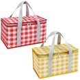 thumbnail image 1 of Paquete de 2 bolsas de comestibles reutilizables con aislamiento, bolsa refrigeradora plegable para comestibles, bolsa aislante grande resistente, 1 of 6