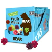 BEAR Real Fruit Snack Minis, Raspberry/Blueberry, No added Sugar, All Natural, Bite Sized Snacks for Kids, Non GMO, Gluten Free, Vegan, 0.7 Oz (Pack of 18)
