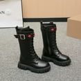 thumbnail image 6 of RTKFRFLM Girls High Top Princess Boots Fashionable Star Decor Boots with Belt Buckle Black 8-9 Years, 6 of 6