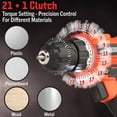 thumbnail image 6 of 71-Piece Drill Set - 20V Cordless Drill with 21+1 Torque and Accessory Kit with Rechargeable Battery, LED Light, and Drill Bit Set by  (Red), 6 of 6