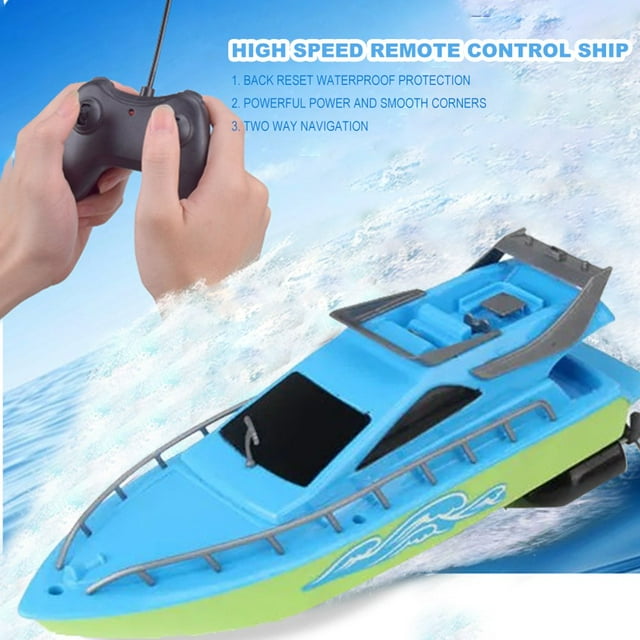 Remote Control High Speed Boat Electric Speedboat Toy for Water Race (Blue)