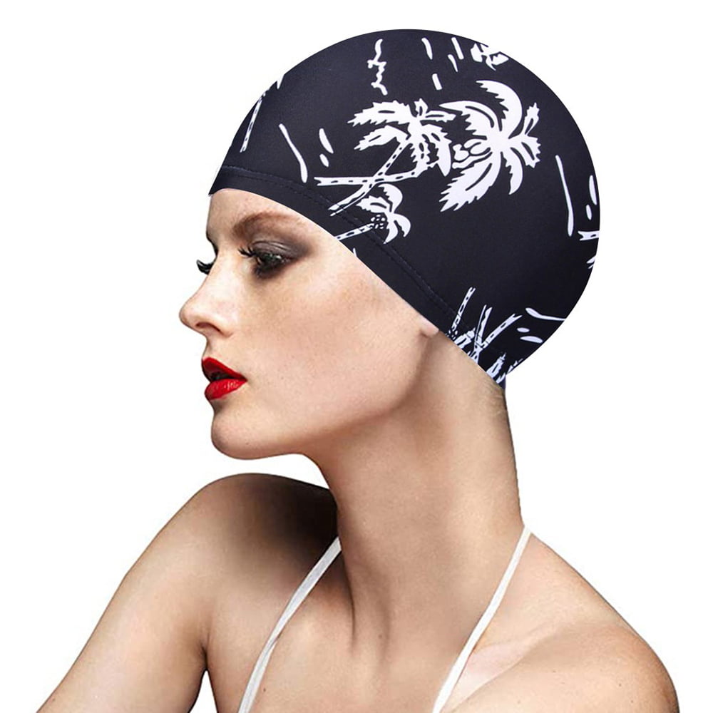 Unisex Fashion Printing Swimming Cap Waterproof Silicone Swiming Pool Hat Relief 