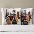 thumbnail image 6 of Christmas Throw Pillow Covers 18x18 Set of 2, Vintage Buffalo Plaid Xmas Pine Trees Gingerbread Decorative Pillowcases Square Cushion Cover for Living Room Bedroom Couch Sofa Decor, 6 of 6