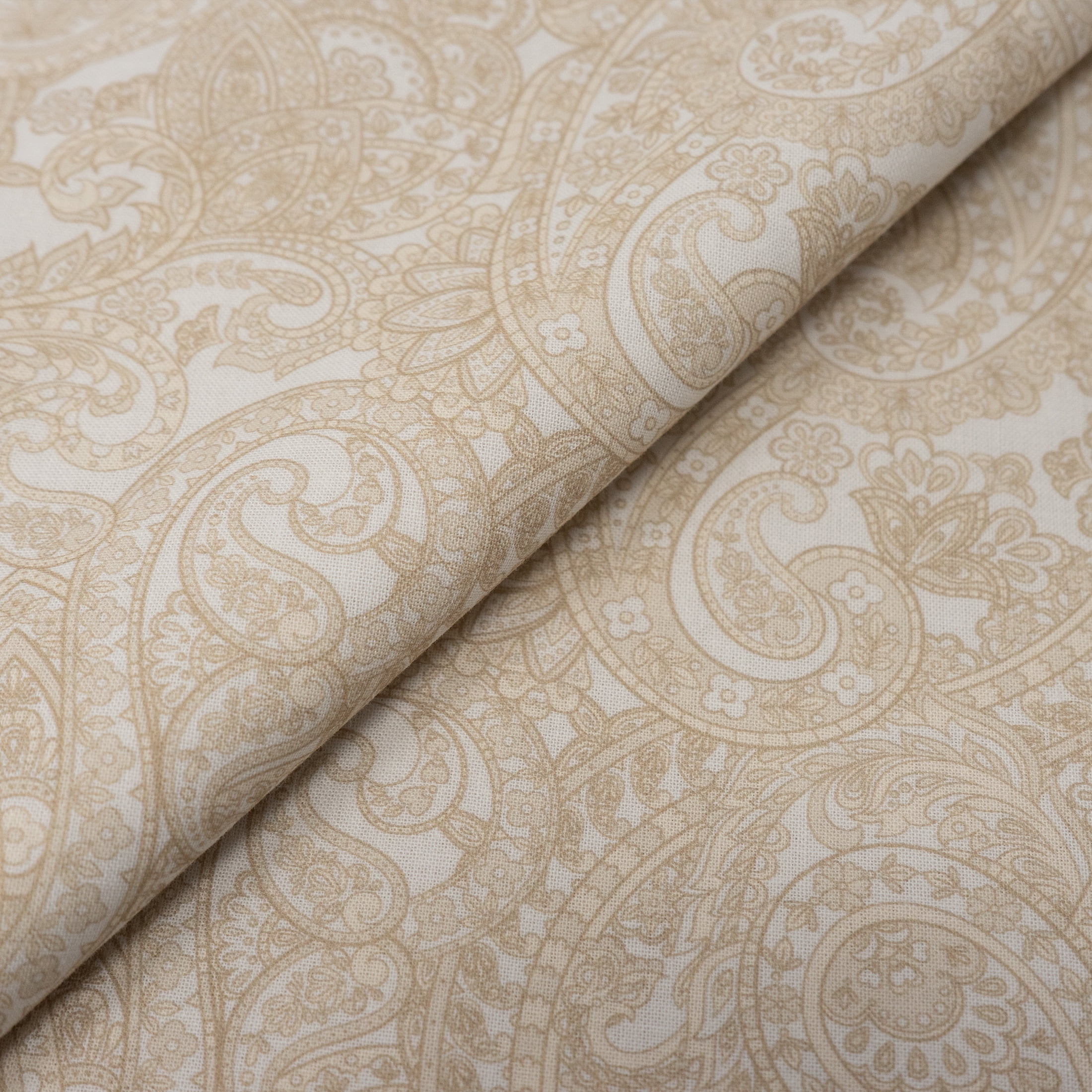 Roc-Lon 100% Cotton, 108" Wide, Quilt Backing, Paisley Beige Pattern, Cut by Yard
