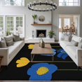 thumbnail image 3 of Spring Flower Large Area Rugs 6x9 ft Pastoral Watercolor Blue Yellow Floral Green Leaf Black Washable Rug Non Slip Indoor Carpet Absorbent Floor Mat for Living Room Bedroom Dining Room, 3 of 9