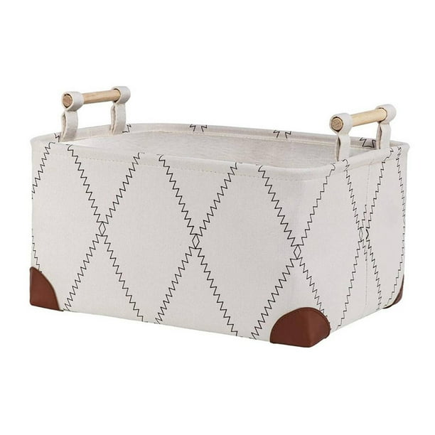 Cesta de almacenamiento plegable cuadrada para ropa sucia de lona con asa de madera 38x28x21cm