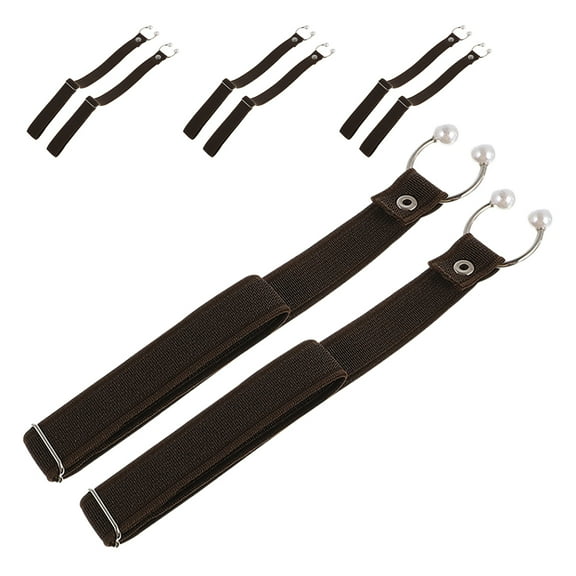 OUNONA 4Pairs Detachable Shoe Strap Elastic Anti Slip Bands for High Heel Sandals and Shoes in Dark Brown