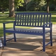 thumbnail image 3 of Tcbosik Outdoor Wood Bench, 48 Inch Loveseat with Armrest and Backrest for Poolside, Backyard, Balcony, Porch, Deck, Garden, Blue, 3 of 11