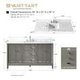 thumbnail image 2 of Vanity Art 60" Bathroom Vanity with Sink and Engineered Marble Top, Freestanding Storage Cabinet with 2 Drawers, 2 Shelves and 1 Flip Down Tray, 2 of 6