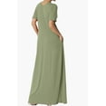 thumbnail image 4 of TheMogan Women's S~3X Soft Jersey Oversized V-Neck Short Sleeve Maxi Dress W Pocket, 4 of 6