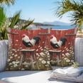 thumbnail image 2 of Outdoor Throw Pillows Covers 18X18 Set of 2 Waterproof Vintage Farmhouse Decorative Zippered Cushion Covers for Patio Furniture, Rooster Red Barn Daisies Lumbar Pillowcases Red, 2 of 8