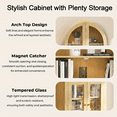 thumbnail image 7 of Flictozena Wall Mounted Arched Medicine Cabinet, Bathroom Storage Cabinet with Glass Doors and Adjustable Shelves, Over The Toilet Floating Cabinet for Small Spaces, Natural, 7 of 7
