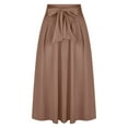 thumbnail image 3 of Aofany Women's Ankle Maxi Skirt High Waist A-line Flowy Long Skirts Front Lace Up Pleats Skirts, 3 of 5