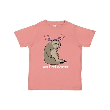 

Inktastic My 1st Easter Sloth with Pink Bunny Ears Gift Toddler Boy or Toddler Girl T-Shirt