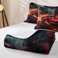thumbnail image 4 of Castle Fairy Red Supercar Quilt King for Boys,City Explosion King Coverlet Set for Bedroom,Red and Black, 4 of 7