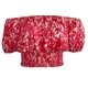 thumbnail image 1 of Women's Off Shoulder Short Sleeve Shirt Floral Print Blouse Frill Trim Crop Top rose Red XL, 1 of 4