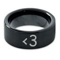 thumbnail image 2 of Tungsten Heart Text Symbol Love Band Ring 9mm Men Women Comfort Fit Black Flat Cut Brushed Polished, 2 of 4