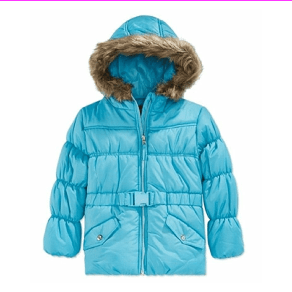 S Rothschild Co toddler Girls Belted Faux-fur-trim Pu Turquoise Ice ...