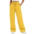 thumbnail image 3 of Women's Fleece Baggy Sweatpants High Waist Wide Straight Leg with Pockets Winter, 3 of 8