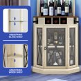 thumbnail image 4 of ModFusion 5-Tier 72" Tall Corner Shelf with LED Lighting, Adjustable Shelves, Mirror, Glass Rack, Wooden Wine Bar Cabinet, Display Kitchen Storage Organizer, Brown Walnut, 4 of 10